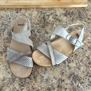 Leather Grey and Metallic Cork Sandals size 11
